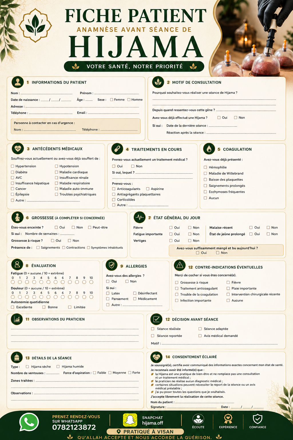 Aperçu du questionnaire patient